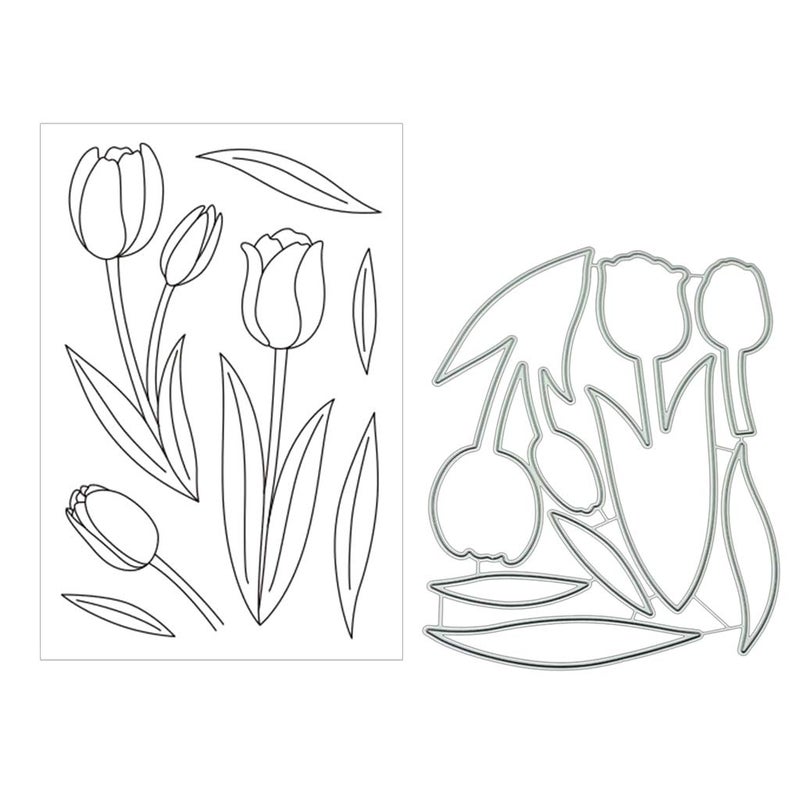 Lottoyday Tulip Silicone Clear Stamp and Die Sets for Card Making, DIY Embossing Photo Album Decorative Craft - Image 4
